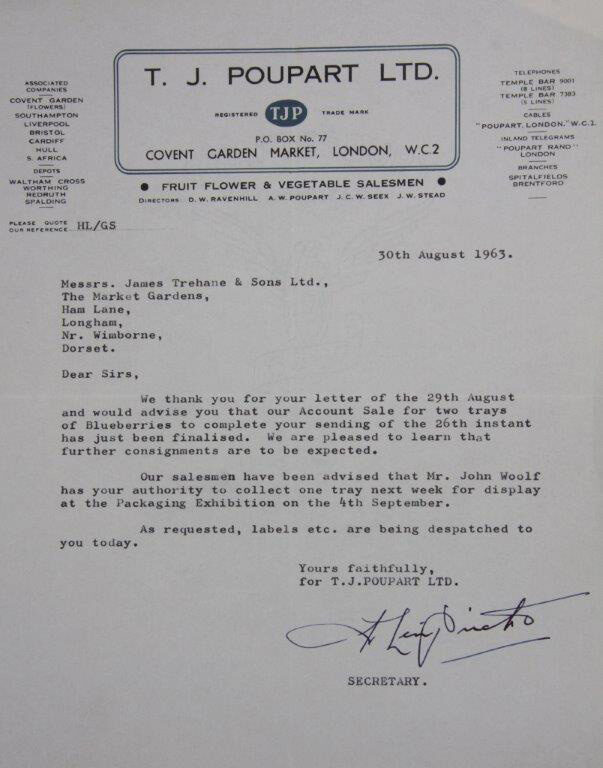 An early order from London wholesaler T J Poupart Ltd