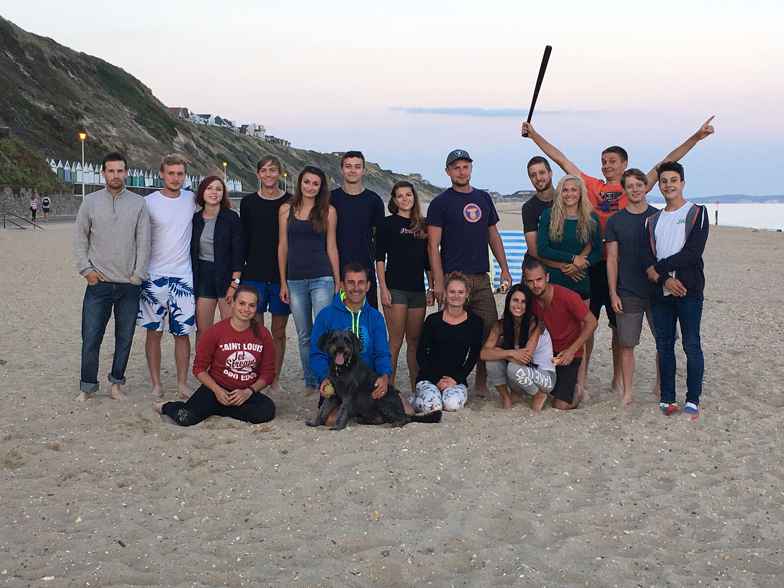 The harvest team together on a Dorset beach on a day off